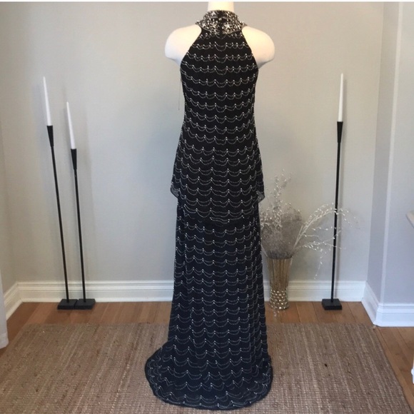 Mac Duggal Black Beaded pearl layered dress NWT - Picture 5 of 7